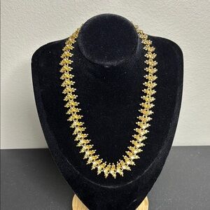 Vintage MCM Gold Tone Rhinestone Heavy Choker Necklace Pattern